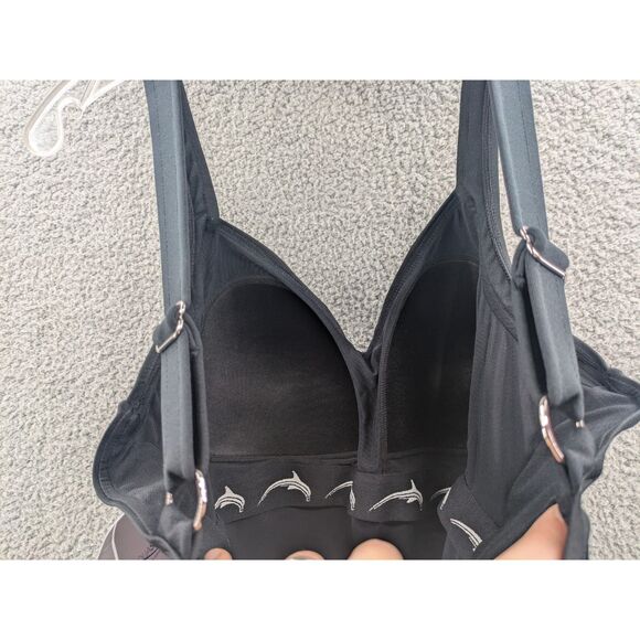 NWT Dolfin Aquashape Women's sz 22 Drape Front Black One Piece Swimsuit - Picture 6 of 10